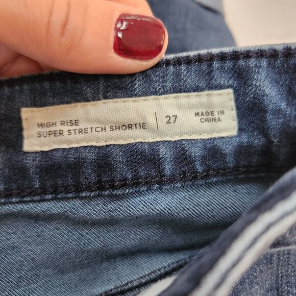 Pacsun High Rise Super Stretch Shortie Jean Shorts Medium Wash Denim 27 - Picture 5 of 6